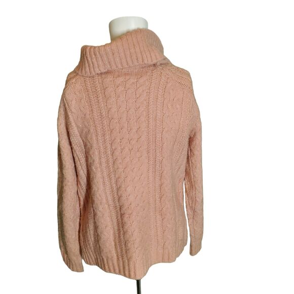 Carve Designs Chunky Cable Knit Sweater Oversized Wool Turtleneck Pink Sz XS-M - Picture 4 of 7